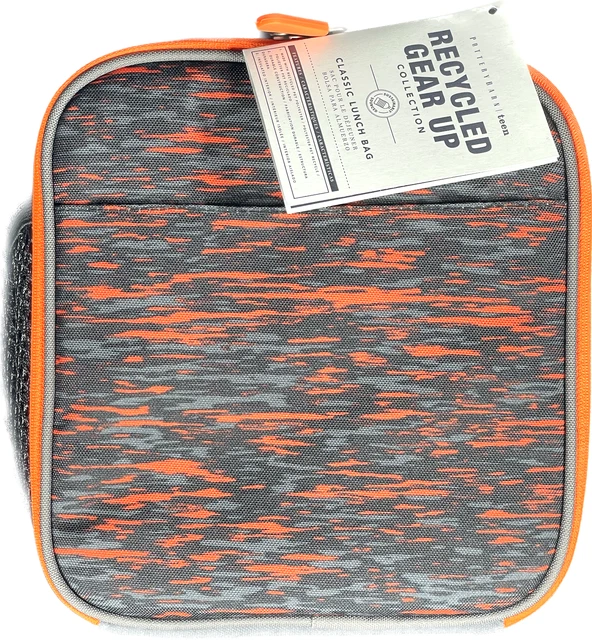 Pottery Barn Teen NWT Neon Static Orange Recycled Gear Up Classic Lunch Box Bag