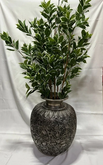 Jarrón Florero, Hogar Decor Antiguo Chapado en Plata 18.5" Alto