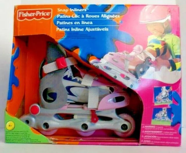 Fisher Price Snap Inliners Kids Roller Blades Adjustable Plastic 1999 Mattel NIB