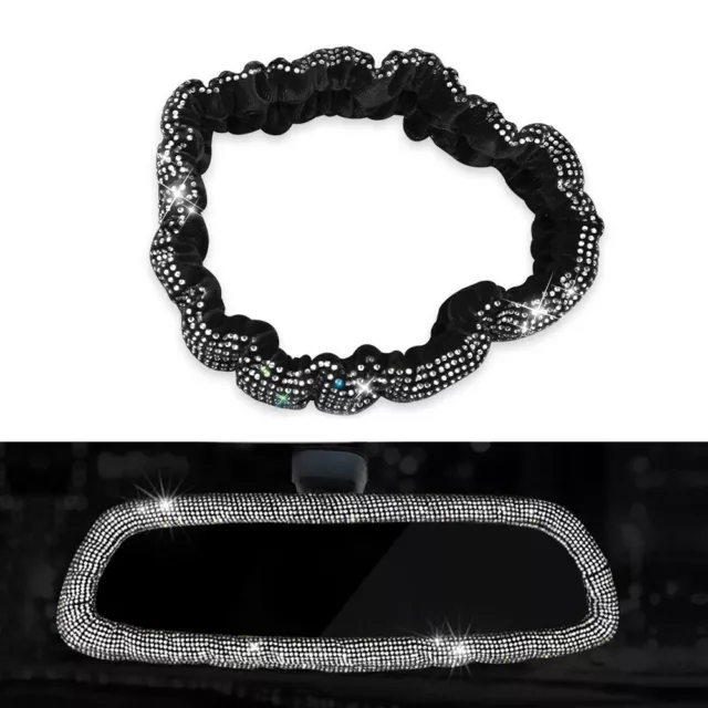 Bling Faux Crystal Rhinestone Vehicle Car Rear View Mirror Cover Accessories