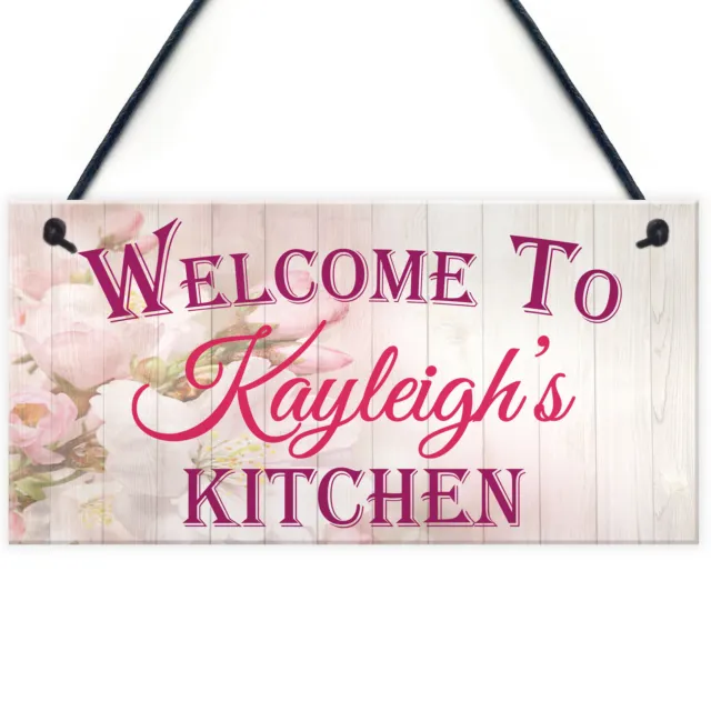 Personalised Name Kitchen Sign Mum / Sister / Friend Hanging Plaque Home Floral