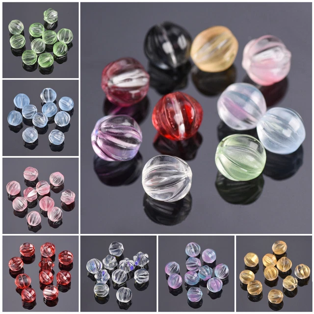 10 Stück Bunt Kürbis Rund 10mm Lampwork Kristall Glas Lose Perlen
