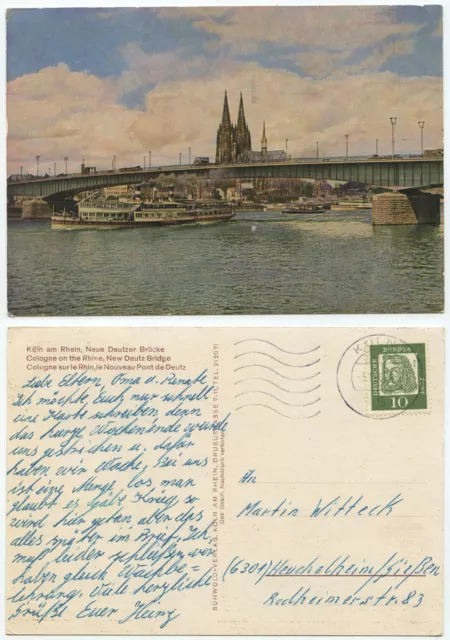 32752 - Cologne - New Deutzer Bridge - postcard, run 3.11.1962