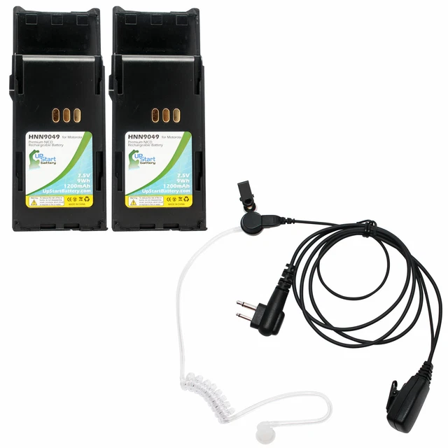 2 Pack Battery & Earpiece w/ PTT Mic for Motorola Motorola P1225