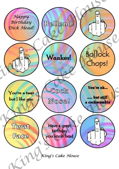FUNNY / RUDE Birthday Edible Cupcake Toppers - Standup Fairy Cake  Decorations £2.99 - PicClick UK