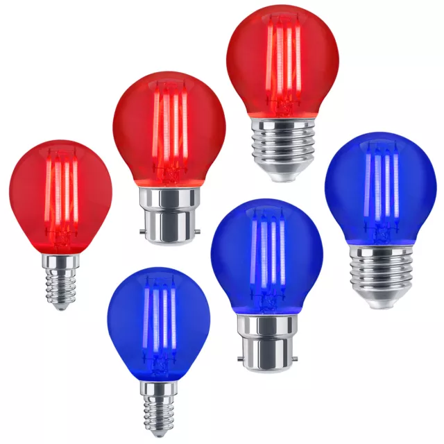 Red Blue LED Golf Ball 4W Light Bulb Modern Style Coloured Lamps E14 B22 E27