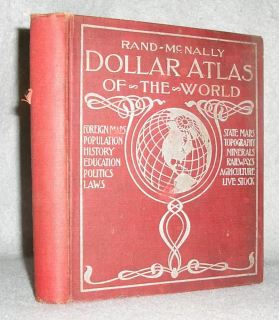 Antique Historical Atlas Book Color World Maps America Europe Asia Africa 1915