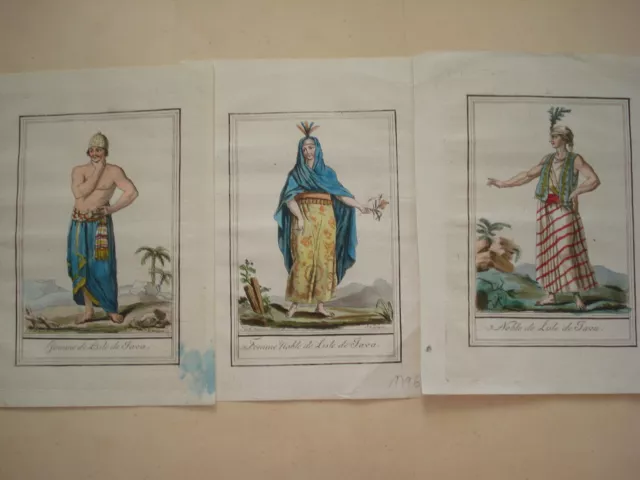 Insel Java Jawa Sundainseln Indonesien Jakarta  3 Kupferstiche von 1796 Laroque