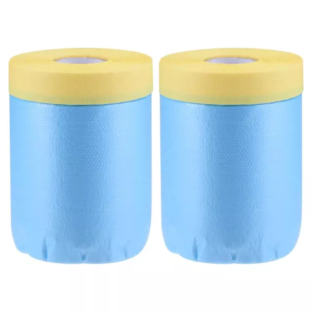 Pre-Taped Masking Film, 21.6 in x 82 Ft, with Low-Tack Painters Tape 2pcs (Blue)