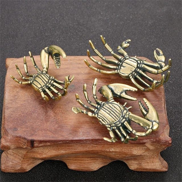 Statue Crabe Figurines Animal Antique Artisanat Laiton Café Creativity