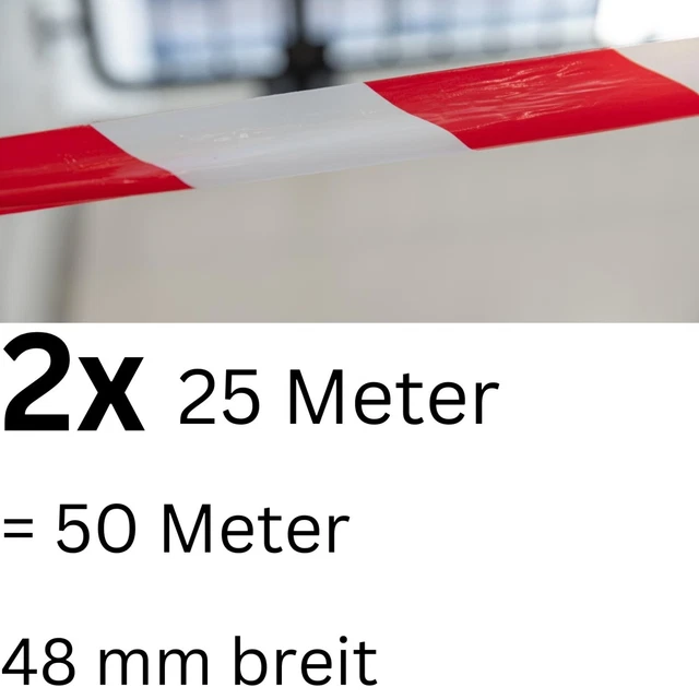 Warnband Absperrband Flatterband Trassenband Signalband 25m x 48mm rot weiß 2er