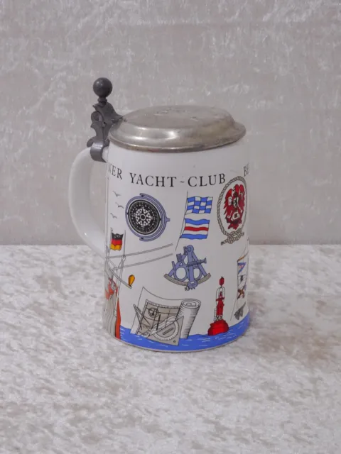 Reutter Porcelana Diseño Jarra Tapa de Hojalata Berlín Yachtclub - Vintage 1989