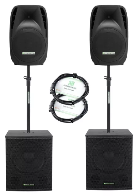 Vonyx Kit Sono DJ Actif 2.1-3200 Watts, Montage Facile et Rapide, 2 Pieds  d'Enceintes Réglables, Câbles Inclus, Idéal pour Les DJs et Les