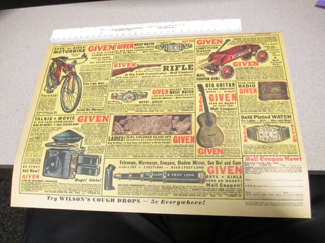 newspaper ad premium 1933 novelty Wilson Chemical Mickey Mouse watch telescope