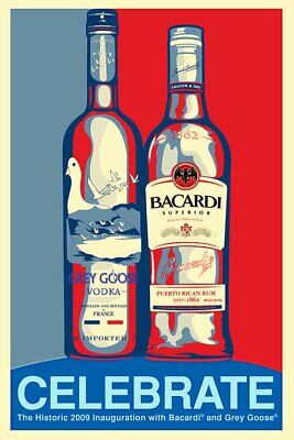 Poster Manifesto Locandina Pubblicitaria Stampa Vintage Liquore Vodka Bacardi