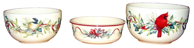 SET OF 3 Lenox Winter Greetings BOWLS Catherine McClung CHRISTMAS HOLIDAY DECOR
