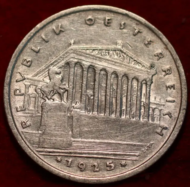 1925 Austria 1 Schilling Silver Foreign Coin