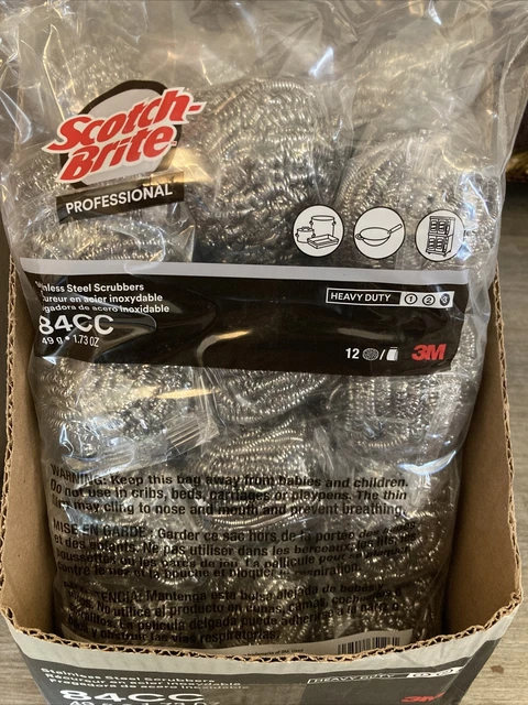 12 Pack - Scotch-Brite 84Cc Scrubber,Silver,General Purpose
