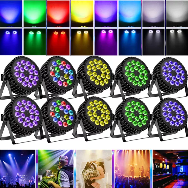 10x 200W 18LED PAR Lights RGBW Stage Lighting DMX DJ Disco Party Club Show Light