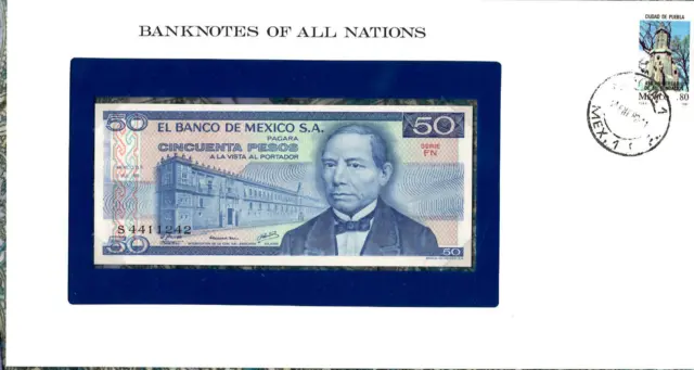 Banknotes of all Nations Mexico 1978 50 Pesos UNC P-65c serie FN S4411242