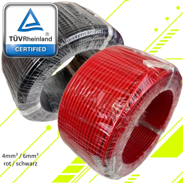 Cable Solar Metro H1Z2Z2-K 4MM ² 6MM ² 1-100m Rojo/Negro Tüv Balkonkraftwerk