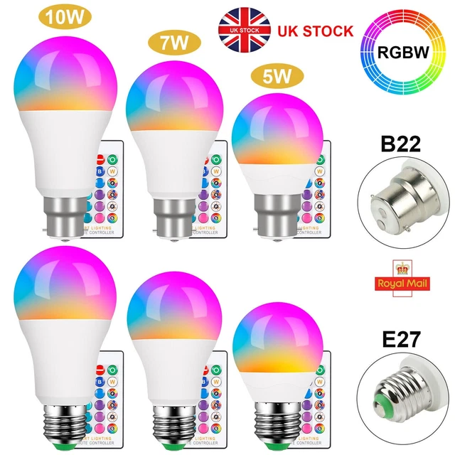 RGB LED LIGHT Bulb B22 E27 16 Colour Changing Remote Controlled