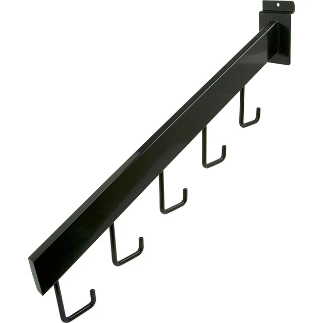 Econoco 5-Hook Rectangular Tubing Waterfall Faceout for Slatwall Black, 16in.L