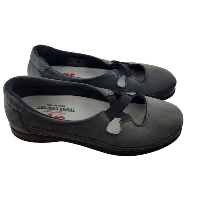 SAS Crissy Mary Janes Loafers Nero Nubuck Gray  Womens Size 7 Comfort Walking