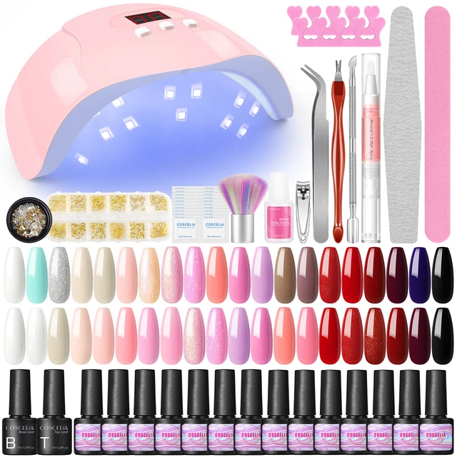 Coscelia 40Pc Gel Nail Polishes Kit 54W UV Nail Lamp Top Base Coat Gel Nail Kit