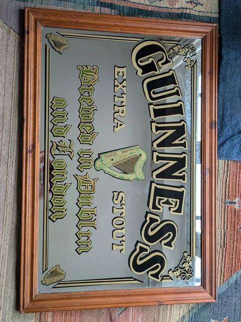 GUINNESS EXTRA STOUT Glass Mirror Sign Framed