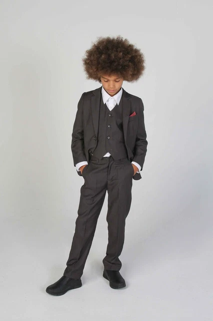 Abito 3 pezzi antracite ragazzo premium bambini bambini pagina matrimonio ragazzo età 1-14