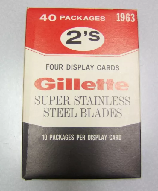 40 pkgs Vintage NOS 1963 Gillette Super Stainless Steel DE Blade COUNTER DISPLAY