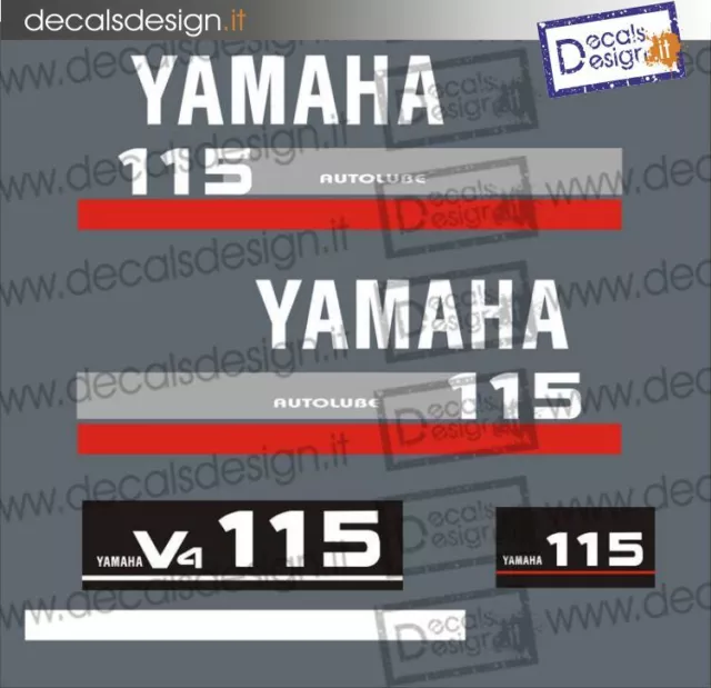 Adesivi motore marino fuoribordo Yamaha 115 cv V4 gommone barca stickers