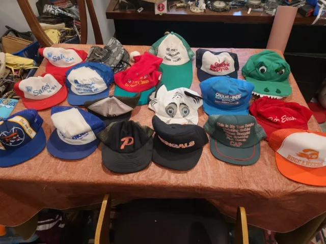 HUGE Lot Vintage Baseball Caps Trucker Hats Snapback Meshback Advertising Sports