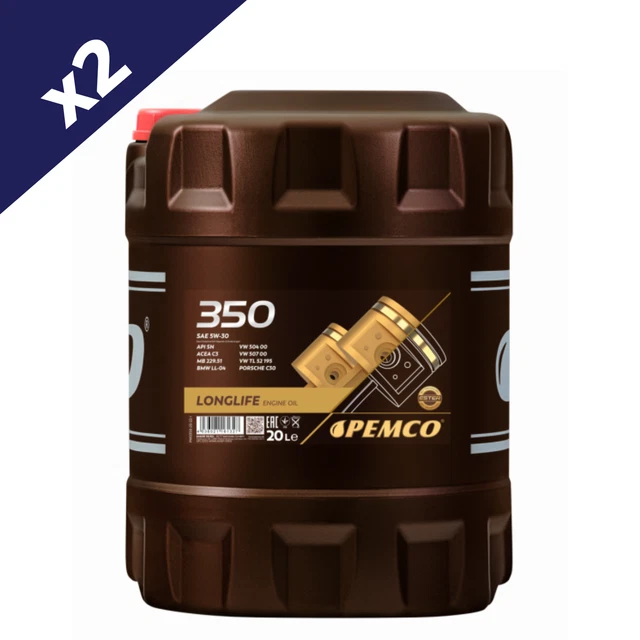 2X20L PEMCO 5W30 Engine Oil Fully Synthetic ACEA C3 VW 504/507 BMW LL ...