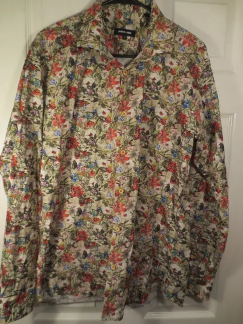 Jared Lang FLOWER FLORAL PRINT Long Sleeve Button Front Dress Shirt Size Large