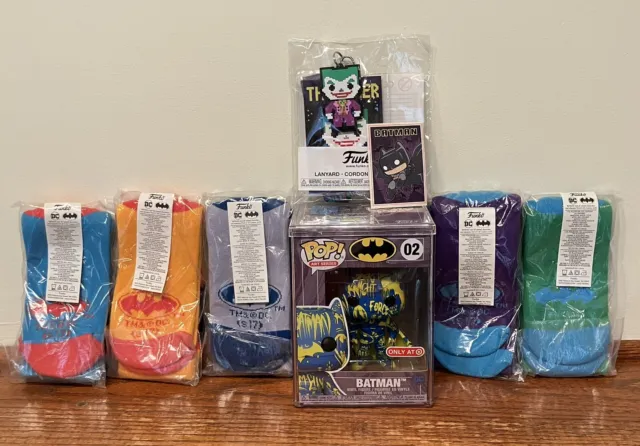 Funko Batman Art Series #02 Blue Yellow Target Exclusive Socks Joker Lanyard