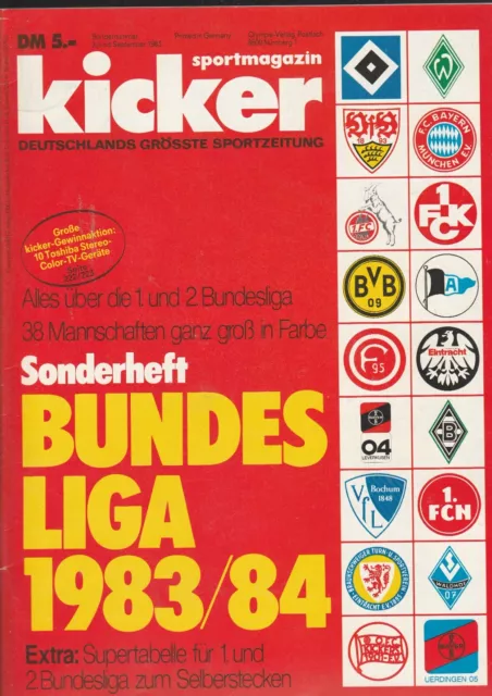 Kicker -  Fußballmagazin Bundesliga Sonderheft Saison 1983/ 84