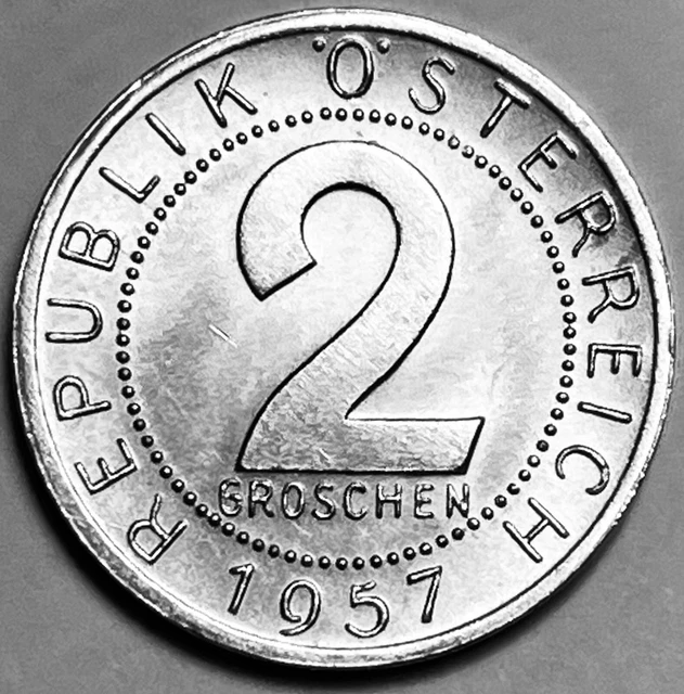1957 AUSTRIA 2 GROSCHEN UNC IMPERIAL EAGLE. Bx 12.211