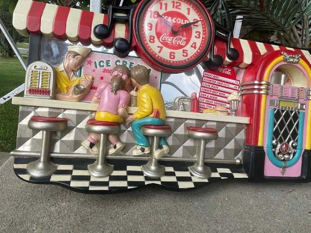 Vintage Coca Cola Ice Cream Parlor/Diner, Wall Clock, Battery Operated