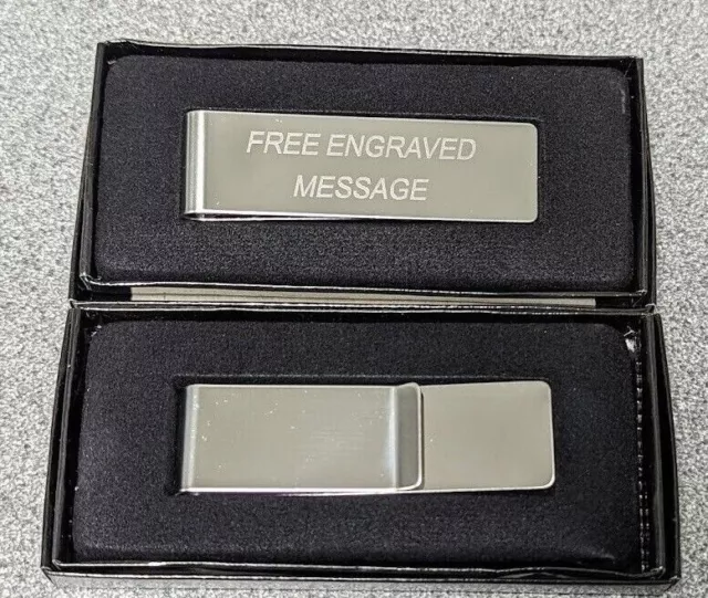 Personalised Silver Plated Money Clip & Gift Box Fathers day Gift Boxed Engraved