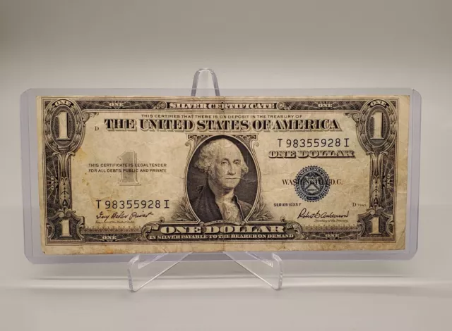 1935 Series F One Dollar Blue Seal Note Silver Certificate US Bill T98355928I