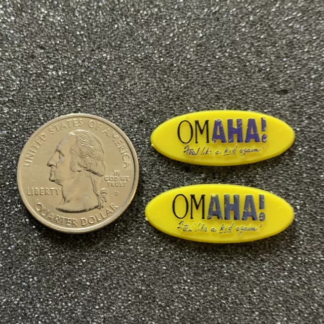 Lot of 2 Omaha Nebraska Feel Like a Kid Again Plastic Souvenir Pins Pinbacks