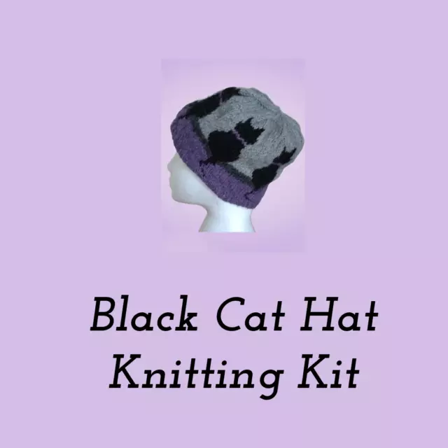 Hat Knitting Kit Cat Design Wool /Alpaca Yarn