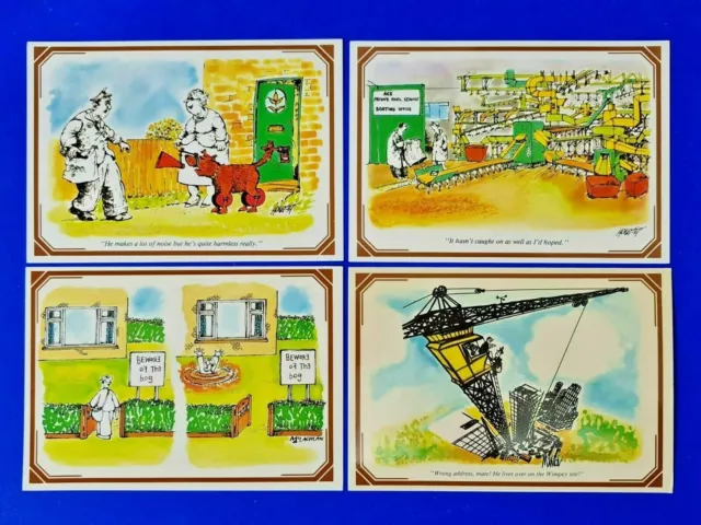 Set of 4 1983 Comic Joke Funny Postcards Royal Mail South East Postal Region MT4