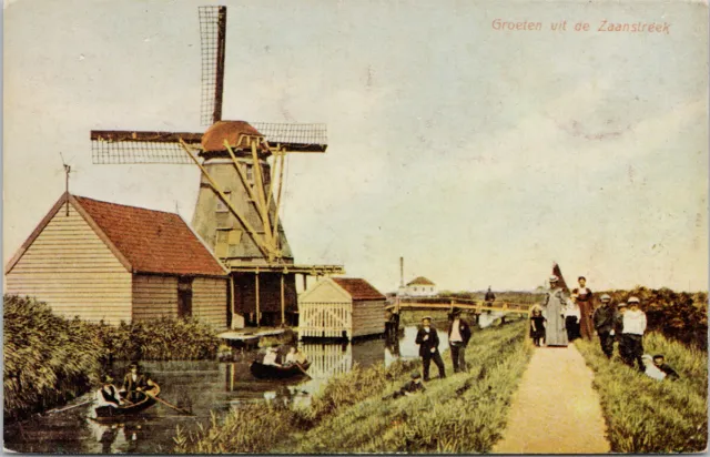 Groeten Vit de Zaanstreek Netherlands Windmill Postcard G88