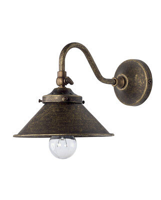 Applique lampada parete in ottone brunito con campana stile country vintage