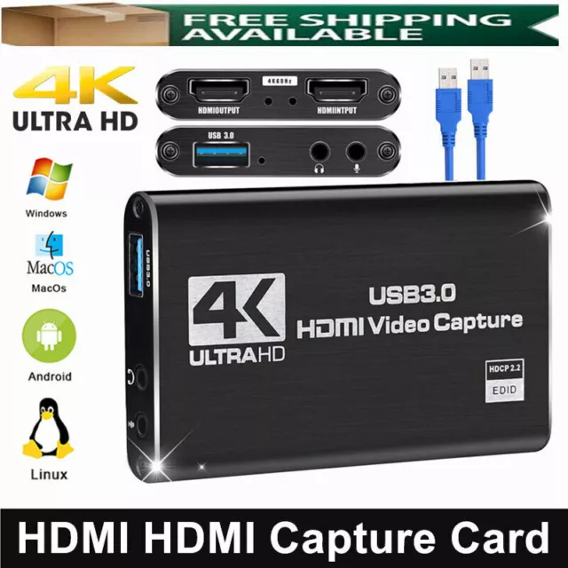 4K Video Capture Card USB 3.0 HDMI Capture Device 60FPS Full HD Recorder 1080P E