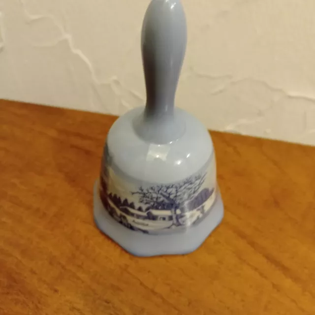 Vintage The Old Homestead in Winter Currier & Ives Ceramic Dinner Bell, NICE 2