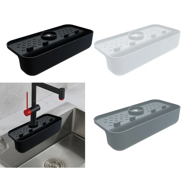 Tapis De Drainage En Silicone Pour Robinet - Anti-Éclaboussures - Protection Pour Évier Cuisine/SDB - Noir